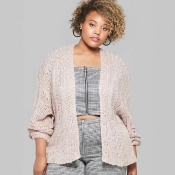 Wild Fable pink mauve lightweight knit cardigan sweater open front oversize Sz M - Picture 1 of 11